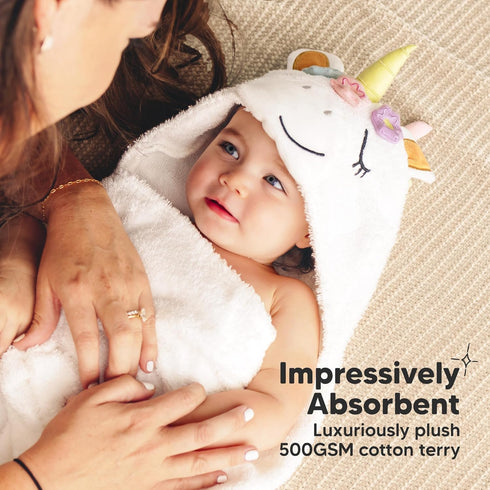 100% 1-3 KeaBabies Organic Baby Towel with Hood for Girls, Boys - Soft, Absorbent, Cotton Hooded Baby Towels