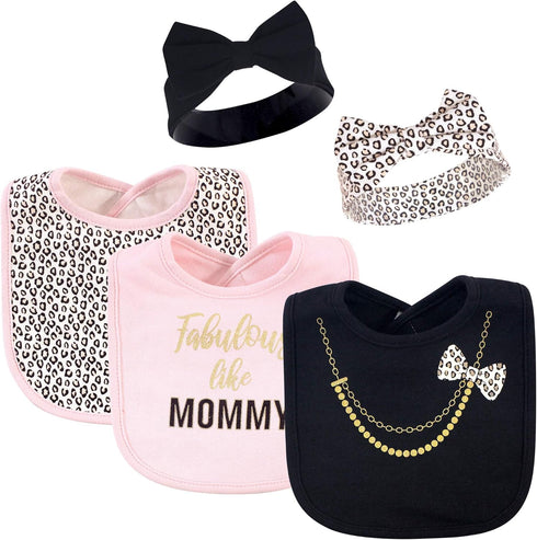 Little Treasure baby-girls Bib and Headband Set