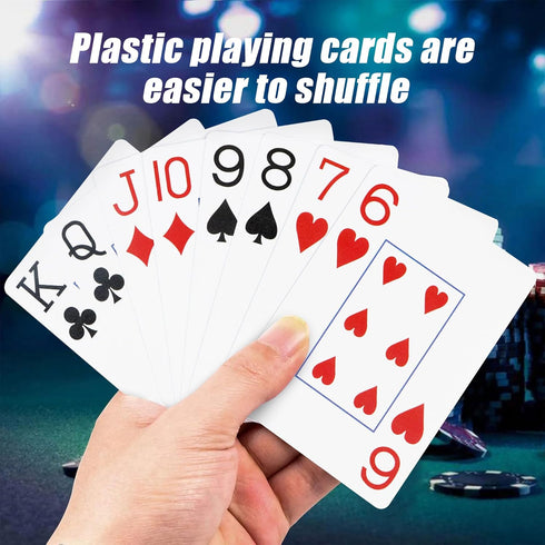 Plastic Playing Cards 2 Pack, Waterproof Jumbo Large Print Poker Cards for Adults, 2 Decks Set