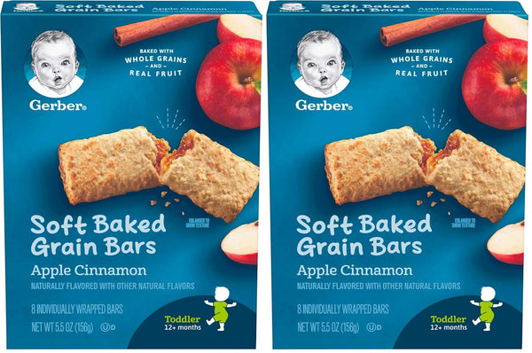 Gerber Graduates Cereal Bar, Apple Cinnamon, 5.5 oz (Pack of 2)
