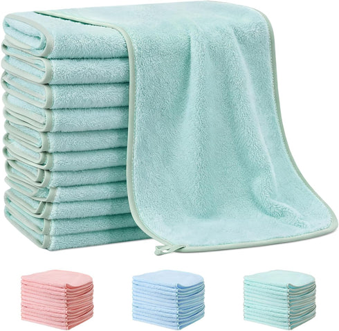 Hahafelt 6 Pack Green Baby Burp Cloths for Boys and Girls Coral Fleece