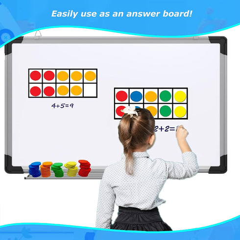 Giant Magnetic Ten-Frame Set - 5 Ten Frames and 55 Magnetic Math Counters - Classroom Toys for Kindergarten