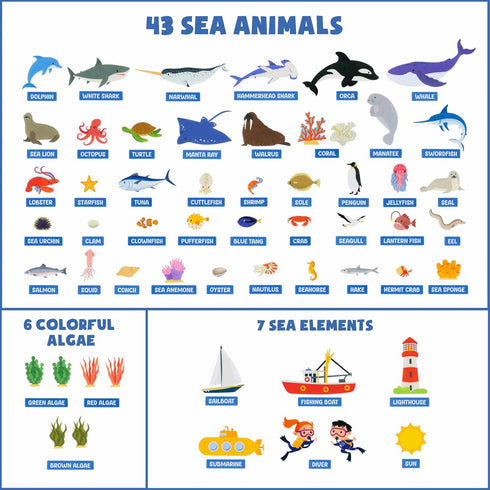 107 3-8 BONNYCO Felt Board for Toddlers with Sea Animals Figures. Montessori and Sensory Toys, Birthday Gifts for Kids