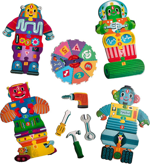 2-4 3 eeBoo Build a Robot Spinner Game - Award Winning Number Matching Robot Building Game, Screen-Free Fun