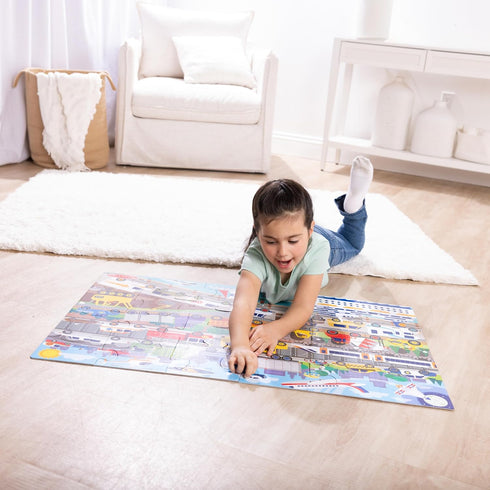 24-Piece 3 2 3+ Melissa & Doug Traffic Jam, City Vehicle Themed Jumbo Floor Puzzle, Jigsaw Puzzle with Multiple