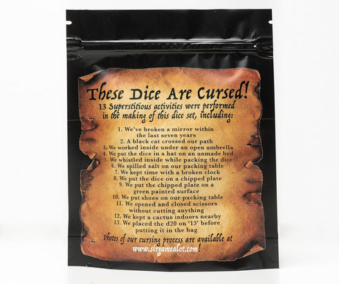 These Dice are Cursed: Set of 7 Unlucky Polyhedral Dice for Dungeons and Dragons, Magic The Gathering, RPG