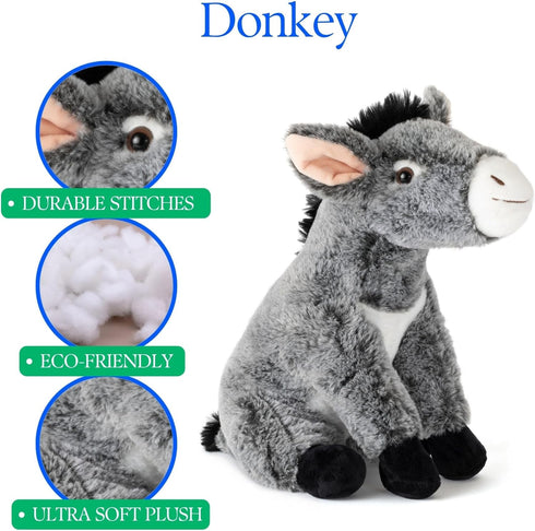 12 Inches The Petting Zoo Donkey Stuffed Animal Plushie, Gifts for Kids, Wild Onez Farm Animals, Donkey Plush Toy