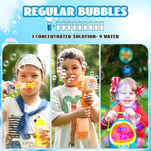 Bottles Bubbles Refill Solution, 32 OZ Bubble Liquid for Bubble Machine, Gun & Wand, Concentrated for Summer Activities