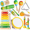 Coogam Wooden Musical Instruments for Toddlers, Tambourine Xylophone Castanet Flute Maracas Playset,