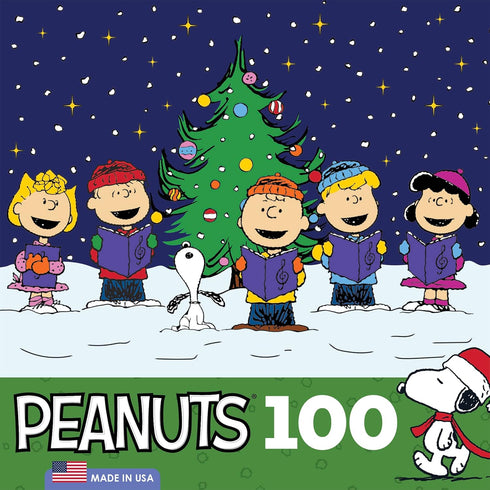 RoseArt - Peanuts - Christmas Caroling 100 Piece Jigsaw Puzzle for Kids and Adults