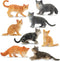 Toymany 8PCS Cat Figurines Set, Realistic Grey & Orange Cat Figures, Kitten Toys for Kids Birthday Gift