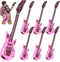 6Pcs Inflatable Pink Guitars - Rock Star Toys Musical Instrument Party Props for 80s 90s Birthday Carnival Supplies
