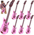 6Pcs Inflatable Pink Guitars - Rock Star Toys Musical Instrument Party Props for 80s 90s Birthday Carnival Supplies