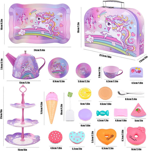 Auney Set 36pcs, Tea Toys for Girls Unicorn Tea Party Toy Pretend Play Toddler Toys, Girls Toys for Birthday Including