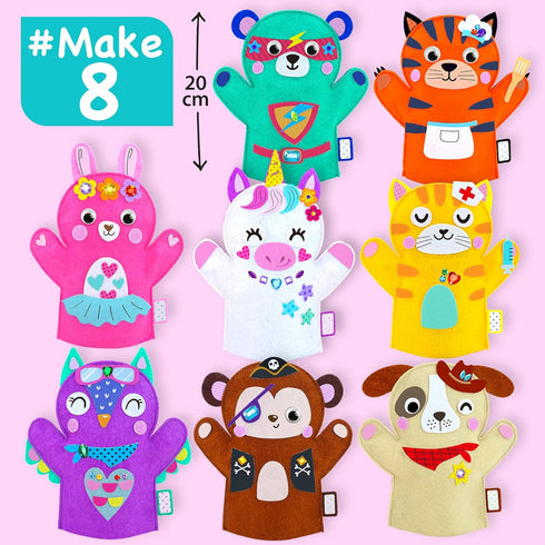 5-8 Set, 8 EZCRA Unicorn Hand Puppet Making Kit for Kids Age - DIY Puppet Making Craft Kit - Creative Arts & Crafts