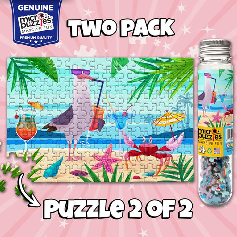 MicroPuzzles “Vacation Birds” 2-Pack, Collectors Edition 1 - Mini Jigsaw Puzzles, 150 Pieces, 4 x 6 Inch Twin Pack