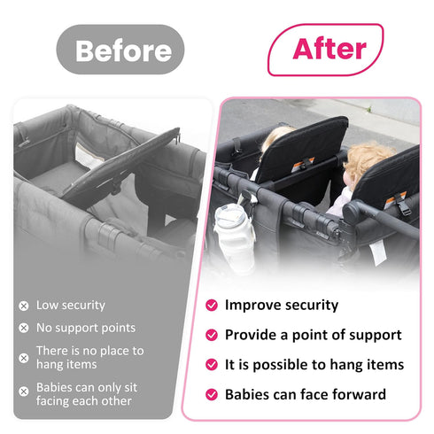 W2 2-Seater W2 Stroller Wagon Support Bar for WONDERFOLD Elite & Veer Wagon | Removable & Easy Install | Kids-Friendly