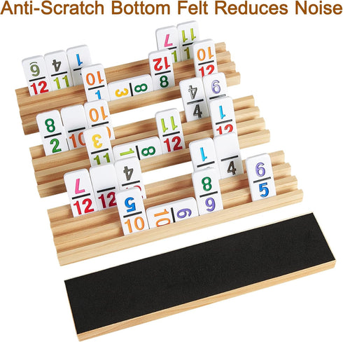 Set 4 12 91 ELONGDI Mexican Train Dominoes with Wooden Trays/Racks and Portable Carrying Case,Travel Colorful Double