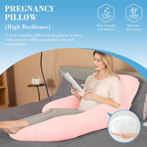 Cute Castle 57 Inch Cooling Cover Pregnancy Pillows, Soft U-Shape Maternity Pillow with Removable Cover - Full Body