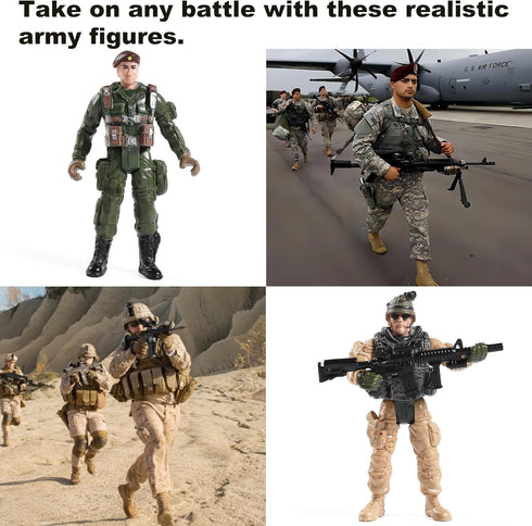 US Army Men and SWAT Team Toy Soldiers Action Figures with Military Weapons Accessories for Kids, 12Pcs
