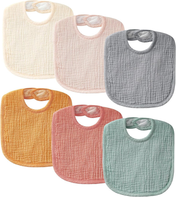 Muslin Baby Bibs – Soft Cotton Drool Bibs for Unisex Boys and Girls, Ideal for Teething and Drooling