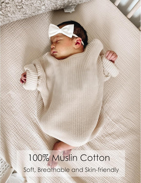 52"x28" MairMore Muslin Crib Sheets for Baby Girls and Boys, Neutral Fitted Baby Bed Sheets for Standard Crib & Toddler