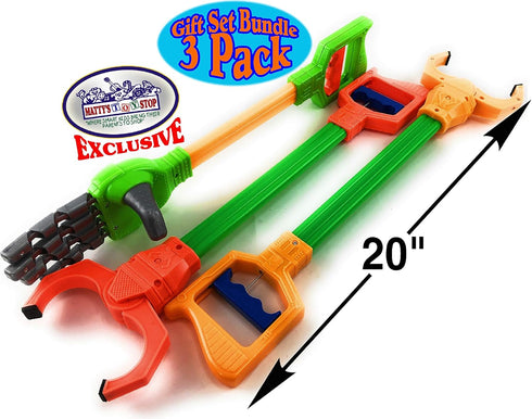 20" Set 3 Pack Matty's Toy Stop Deluxe Galaxy Grabber, Robot Hand & Robot Claw Gift Bundle