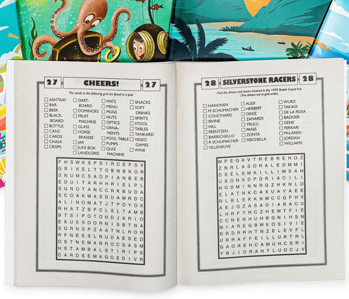 Puzzle Book 8pc Bundle - 4 WordSearch Books & 4 Crossword Books, Themed Puzzle Fun Every Day, Kids Ages 9+