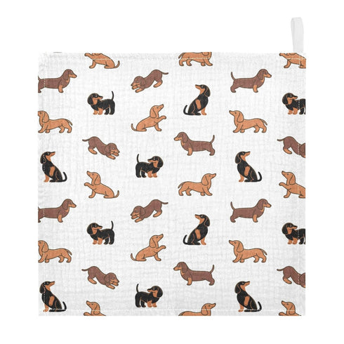 YETTASBIN 4 5 Pack Dachshund Dog Muslin Baby Hand Washcloths, Soft Cotton Bath Face Towel, Layers Extra Absorbent