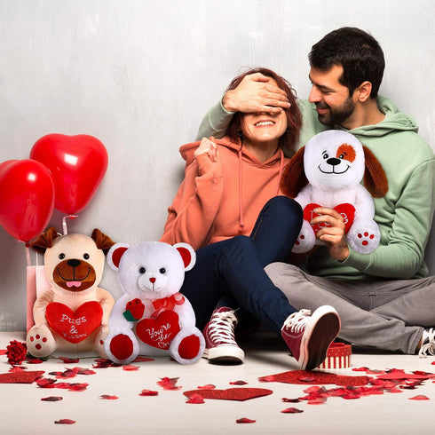 Sumind 10 Inch Valentine Bear Plush, Cute Heart Holding Soft Toy Gift