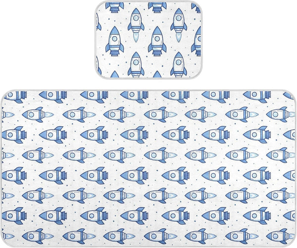 EtherSpher Blue Missiles Cooling Baby Crib Mattress 28" x 52" Absorbent Crib Bumper