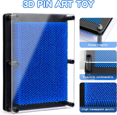 3D Pin Art Toy, Pin Art Board Pin Art Toy for Kids, Sensory Toys for Age 3, 4, 5, 6, 7, 8, 9, 10+ Years Old Kids Boys Girls, Toddler Toys Birthday Gifts Baby Girl Boy Gifts Fidget Toys(Dark Blue)
