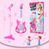 Set Set, deAO Kids Guitar and Microphone Play with Stand for Girls, Musical Guitar Play Adjustable Height Guitar Toys