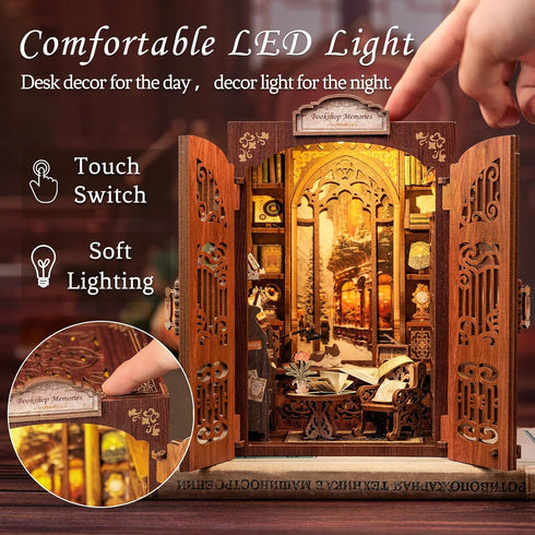 CUTEBEE Book Nook Kit - DIY Miniature House Kit for Adults, Teens, Beginners, Tiny House Library Model Decor (Bookshop