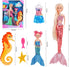Princess Mermaid Dolls Playset, 12" Fashion Dress Doll with 4" Little Mermaid Seahorse Figurine and Accessories