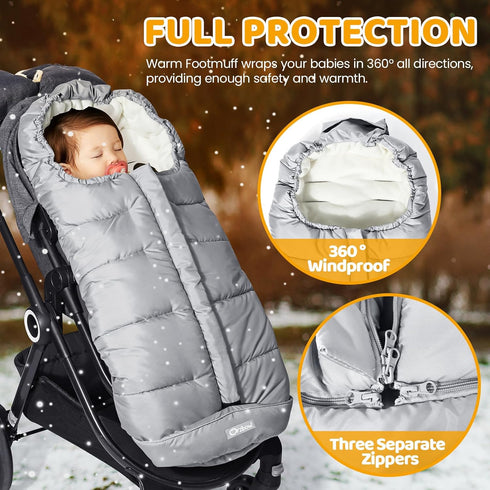 Orzbow Universal Footmuff for Stroller, Winter Warm Waterproof Bunting Bag for Toddler Sleeping