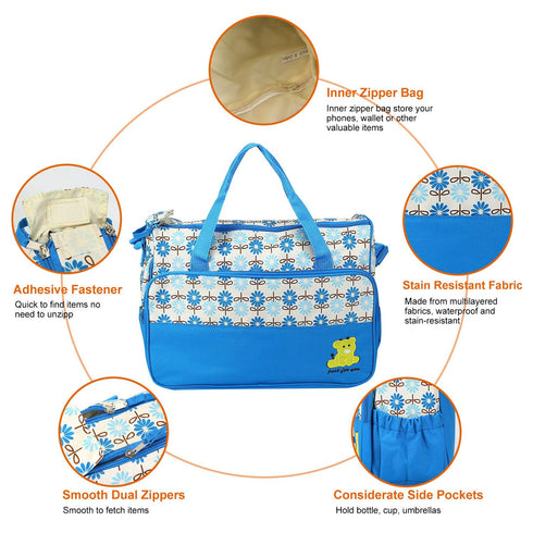 Set, 5PCS Moclever Diaper Bag Tote Baby Bags for Mom and Dad Large Maternity Travel Bag with Insulated Bottle Holder