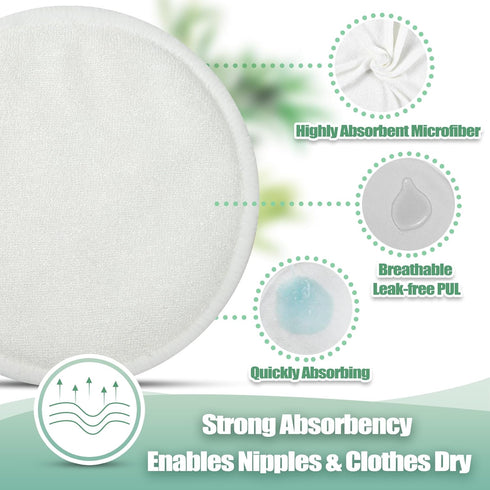wegreeco Nursing Breast Pads (14 Pack) with Laundry Bag & Travel Storage Bag - Washable & Reusable