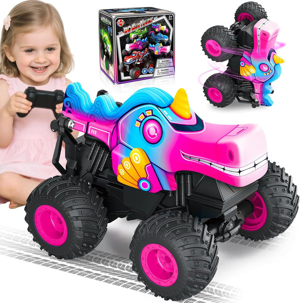 YongnKids Remote Control Car for Girls, 2.4Ghz Unicorn Monster Trucks with Light