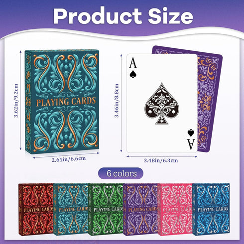 Wkchxd 6 Pack, 6 Playing Cards Decks of Cards, Poker Size Standard Index Deck in Unique Colors, Playing Cards Bulk