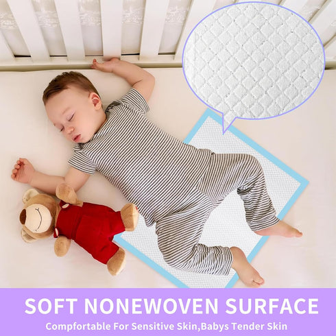 PIEMEET 100 Pack 13X17inch Disposable Changing Pad, Leak Proof Baby Disposable Underpads, Waterproof Diaper Changing