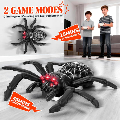Nurcazo 3+ Remote Control Spider, Wall Climbing Spider with LED Red Eyes, Climbs Smooth Walls & Ceilings, RC Creepy