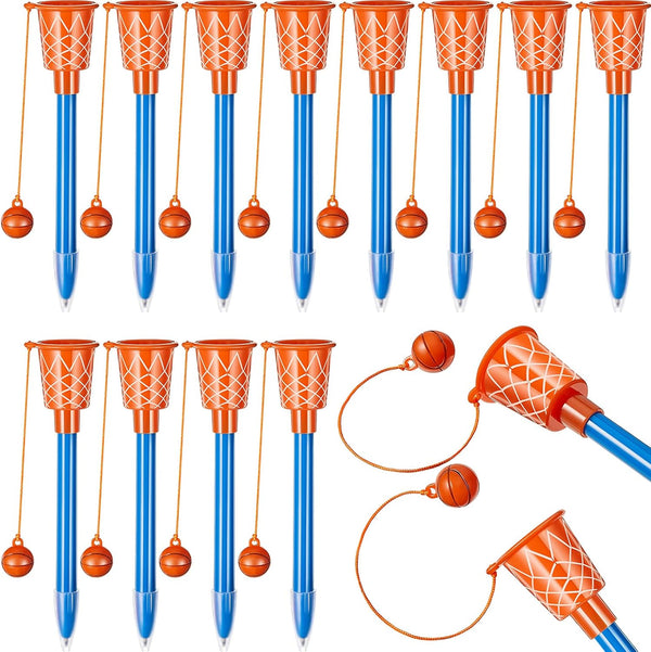 Zonon 9 Pieces Basketball Hoop Pens Bulk - Basketball Party Favors, Novelty Pens, Stress Balls for Sports Parties