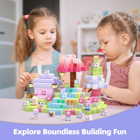 GobiDex Magnetic Blocks - Kid Building Toys for 3+ Years Old Girls, STEM Sensory Gifts for Mine World Game