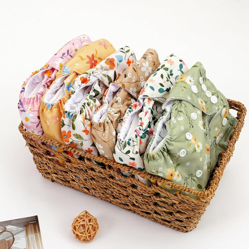 CoolaPeach 12 Set 0-3 Boy,6 Pack Diapers+6pcs (NCP05) Reusable Adjustable Cloth Diapers for Newborn to Years,One Size