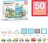 Set 8 3 PTQ14 PicassoTiles Metro City Hospital Magnetic Tile Building with Vehicles and Figures Educational Magnet