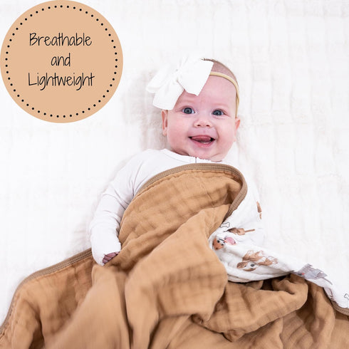 100% 47 47 Inches, 6 LollyBanks Baby Quilt Blanket, Cotton Muslin Blankets for Boys and Girls, Large x Layers Soft