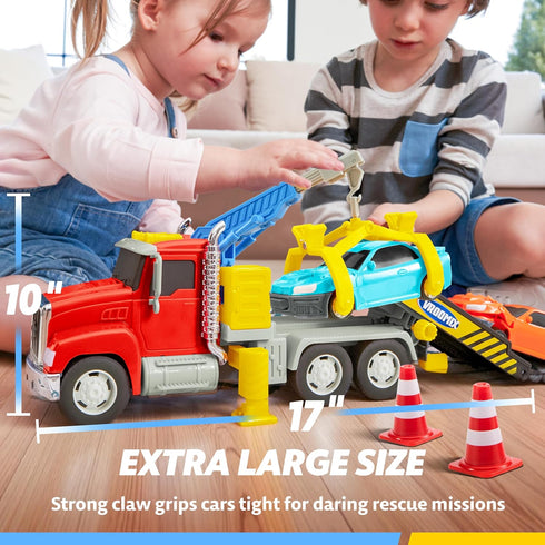 3 4 5 6 7 2 JOVA Vroomix Kids Tow Truck Toys for Years Old Boys, Toddler Car Toys, Large Truck with Transformation Cars