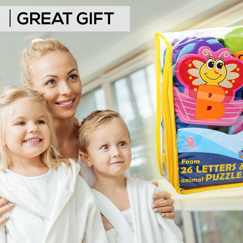 Set 52 Bath Foam Alphabet Letters Toys - Non-Toxic Bathtub ABC Letters for Kids Toddlers - Premium Educational Floating
