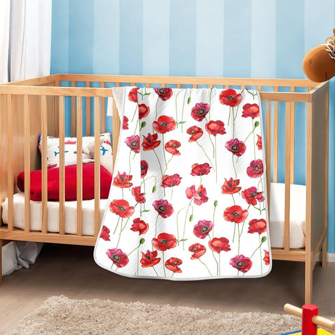 KICPOAY 30x40 Inch Swaddle Blanket for Red Poppy Flowers Baby Receiving Blanket Muslin Baby Swaddles Soft Cotton